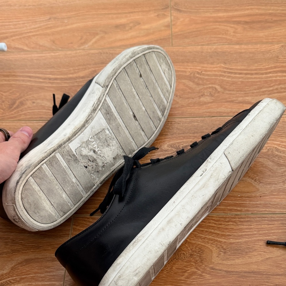 Vince Black Leather Men's Sneakers - Picture 4 of 5